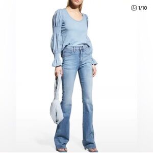 Cinq à Sept Libby Puff-Sleeve Top in Light Blue Glacier
